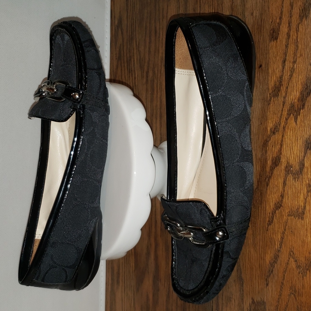 Coach Black Monogram Perri Loafers/Driving Shoes. Size 7.5